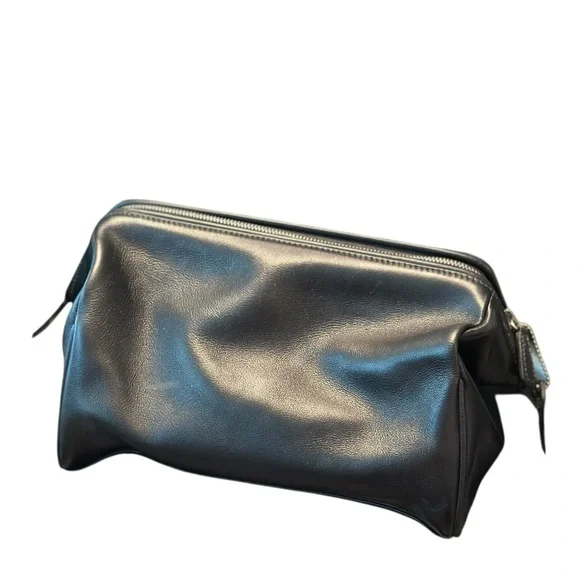 Coach Vintage Black Leather Men's Travel Bag Dopp Kit - Picture 2 of 9